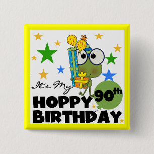 Froggy Hoppy 90th Birthday 15 Cm Square Badge