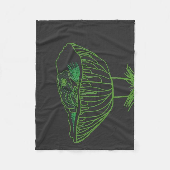 Froggy on a Mushroom Fleece Blanket (Front)
