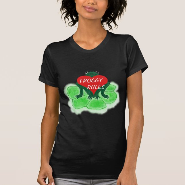 Froggy Rules,  Frog & Heart on Lily Pad Tshirt (Front)