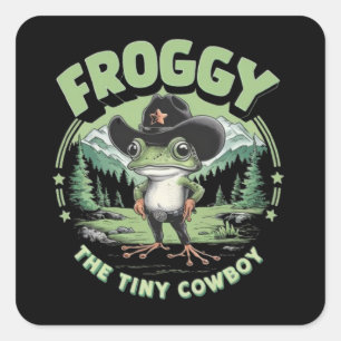 FROGGY THE TINY COWBOY SQUARE STICKER