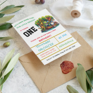 Froggy-Themed First Birthday Party  Invitation