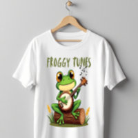 Froggy Tunes: Adorable Cartoon Frog Playing Banjo