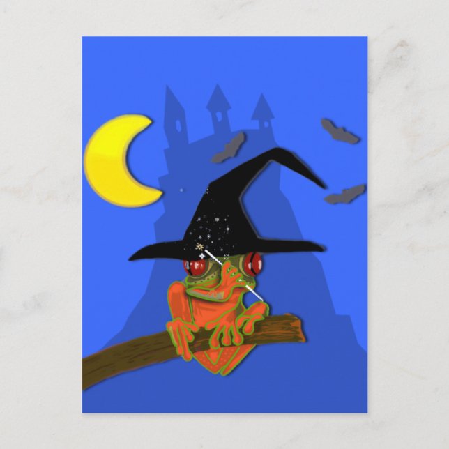 Froggy witch casts a spell postcard (Front)