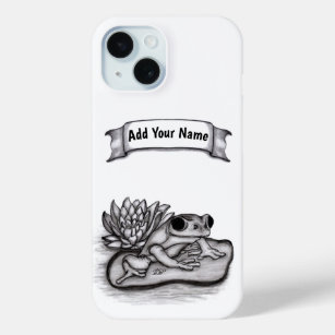 Froggy with Lotus Flower , Add Your Name iPhone 15 Case