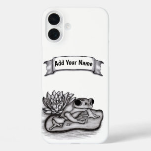 Froggy with Lotus Flower , Add Your Name iPhone 16 Plus Case