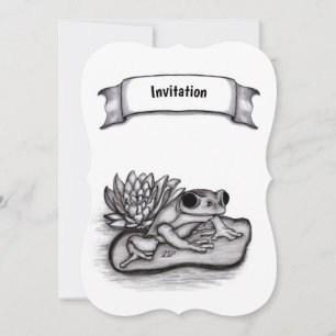 Froggy with Lotus Flower, Add Your Text Invitation