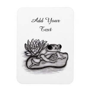 Froggy with Lotus Flower, Add Your Text Magnet