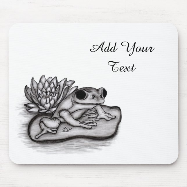 Froggy with Lotus Flower, Add Your Text Mouse Pad (Front)