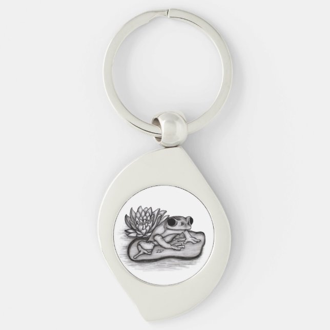 Froggy with Lotus Flower Key Ring (Front)