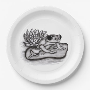 Froggy with Lotus Flower Paper Plate