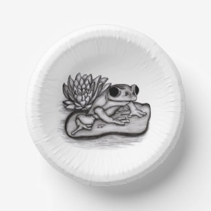 Froggy with Lotus Flower Paper Plate