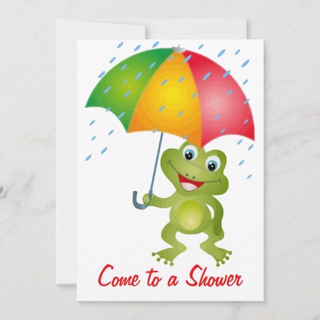 Froggy with Rain Umbrella Shower Invitation (Front)