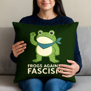 Frogs Against Fascism Portland Frog Protest Cushion