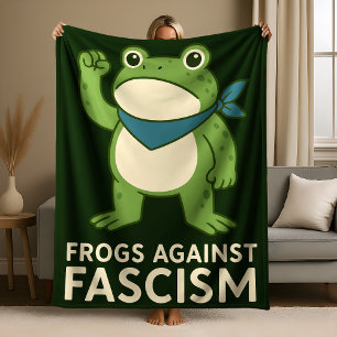 Frogs Against Fascism Portland Frog Protest Fleece Blanket