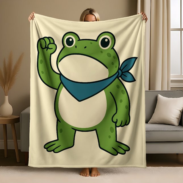 Frogs Against Fascism Portland Frog Protest Fleece Blanket (Creator Uploaded)