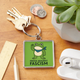 Frogs Against Fascism Portland Frog Protest Key Ring