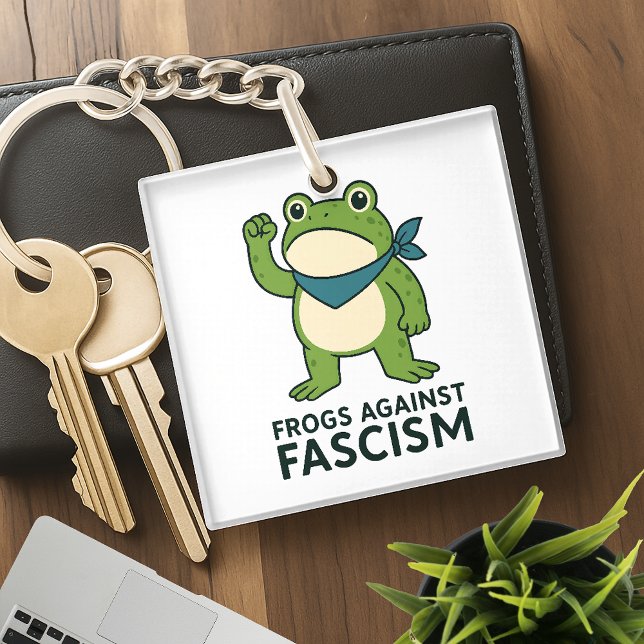 Frogs Against Fascism Portland Frog Protest Key Ring (Creator Uploaded)