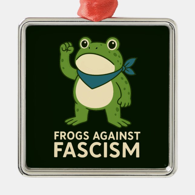 Frogs Against Fascism Portland Frog Protest Metal Ornament (Front)