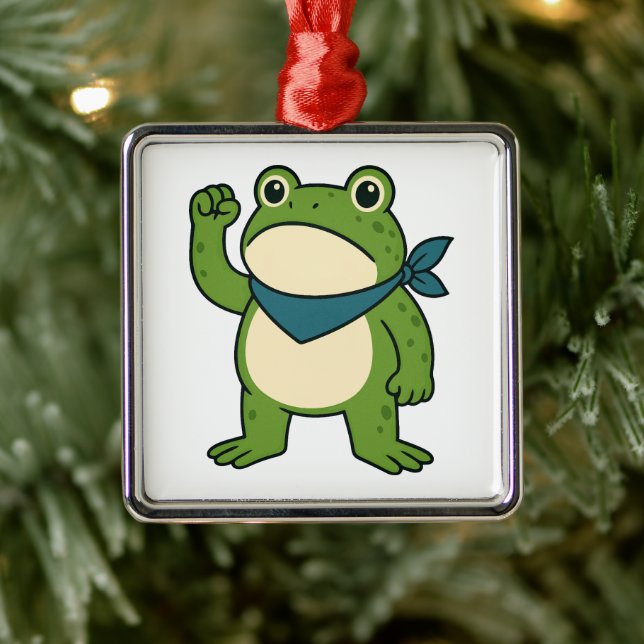 Frogs Against Fascism Portland Frog Protest Metal Ornament (Tree)