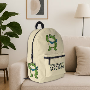Frogs Against Fascism Portland Frog Protest Printed Backpack