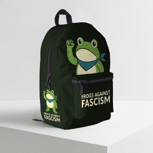 Frogs Against Fascism Portland Frog Protest Printed Backpack