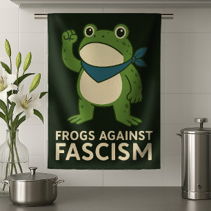 Frogs Against Fascism Portland Frog Protest Tea Towel