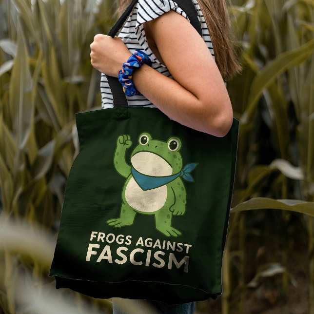 Frogs Against Fascism Portland Frog Protest Tote Bag (Creator Uploaded)