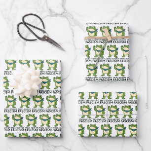 Frogs Against Fascism Portland Frog Protest Wrapping Paper Sheet
