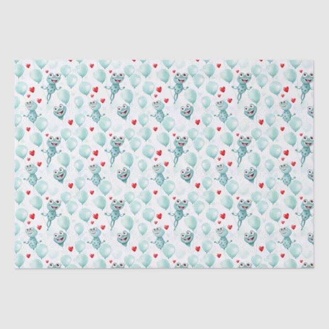 Frogs and hearts frogs as balloons tissue paper (Front)