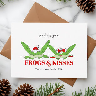 Frogs and Kisses Funny Christmas Holiday Card
