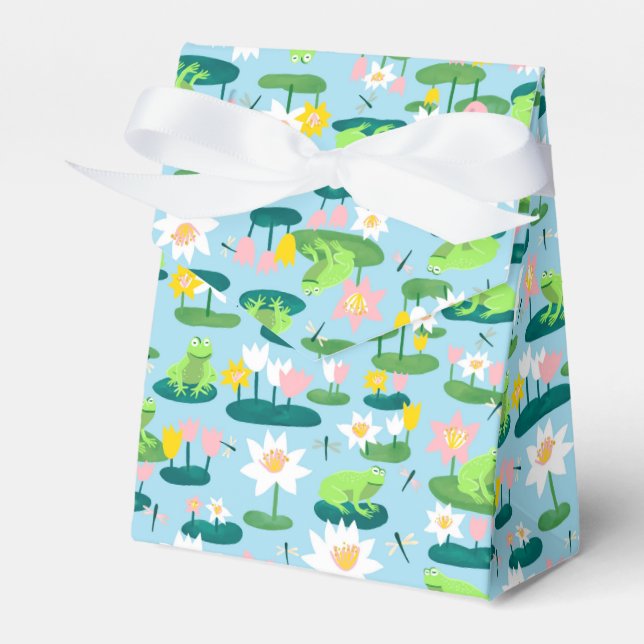 Frogs and Lily Pads Cute BABY SHOWER Birthday Kids Favour Box (Front Side)