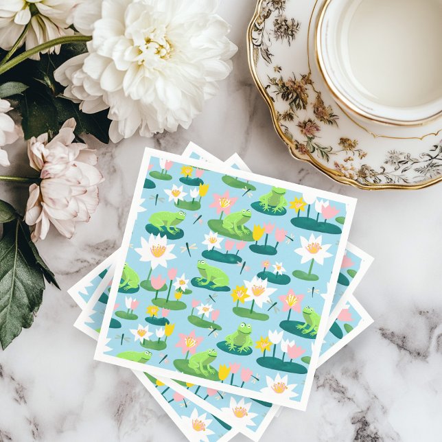 Frogs and Lily Pads Cute BABY SHOWER Birthday Kids Napkin (Frogs and Lily Pads Cute BABY SHOWER Birthday Kids Napkins
)