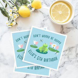 Frogs and Lily Pads Cute Birthday Kids CUSTOM Napkin