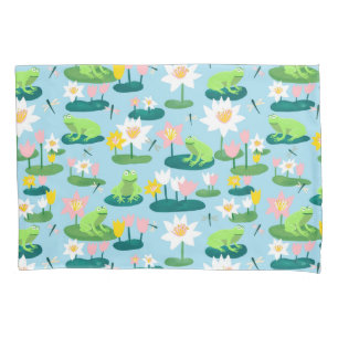 Frogs and Lily Pads Cute Custom Pillowcase