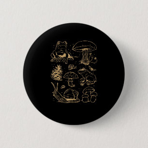 Frogs And Mushrooms Vintage Sketch – Aesthetic Gob 6 Cm Round Badge