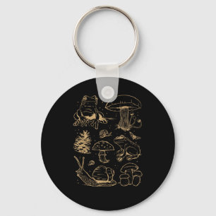 Frogs And Mushrooms Vintage Sketch – Aesthetic Gob Key Ring