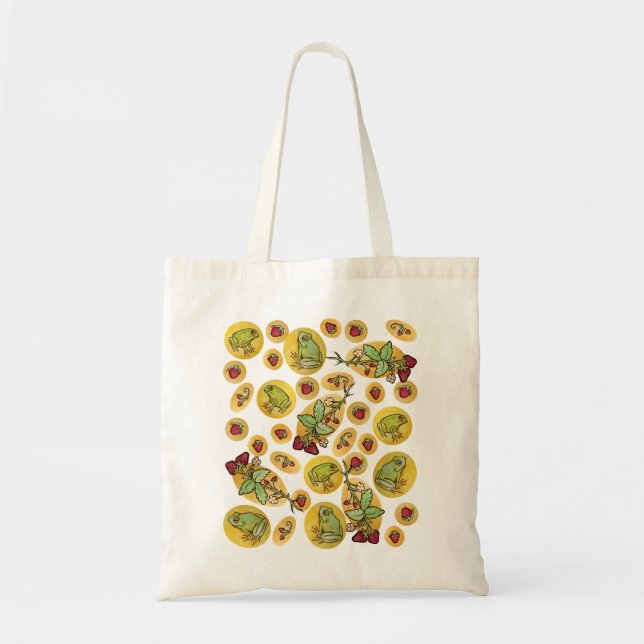 Frogs and Strawberries                             Tote Bag (Front)