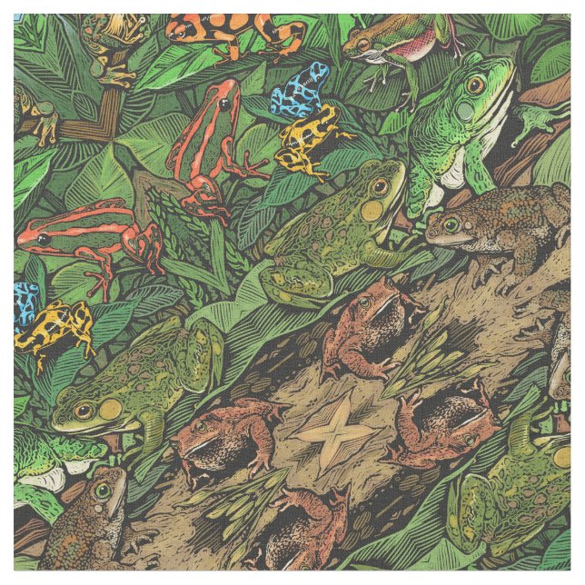 Frogs and Toads Fabric (Close Up)