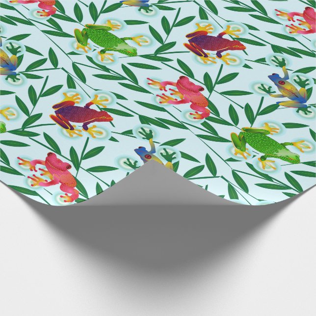 Frogs Bamboo Tropical Rainforest Wrapping Paper (Corner)