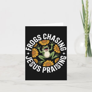 Frogs Chasing Jesus Praising Funny Frog Card