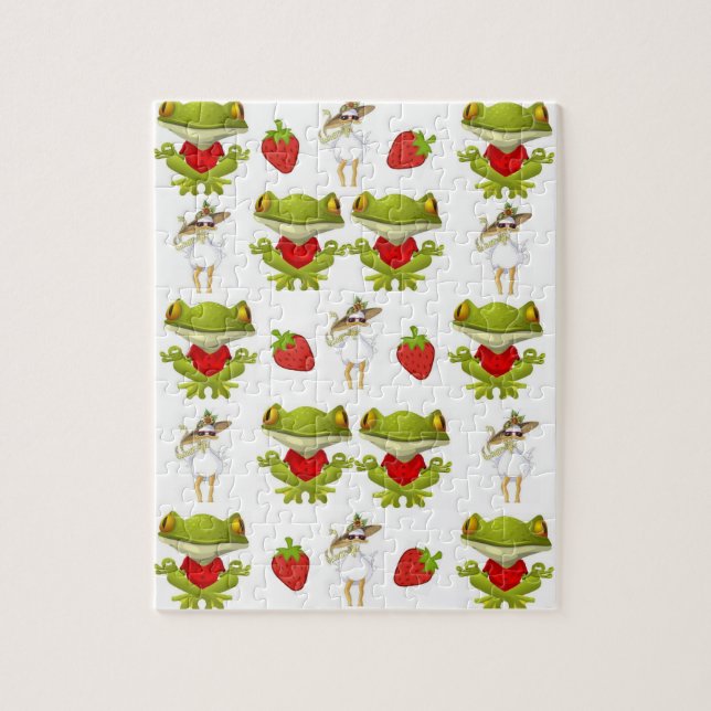 Frogs Chickens Strawberry Jigsaw Puzzle (Vertical)