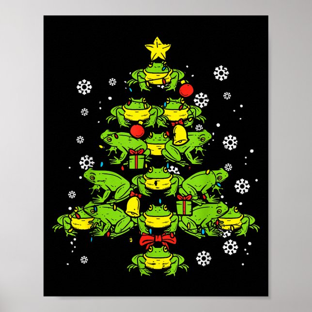 Frogs Christmas Tree Animal Xmas Women Men Kids  Poster (Front)