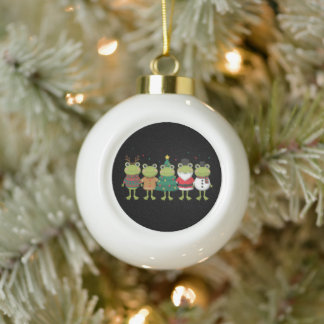 Frogs Christmas Ugly Sweater Santa Snowman Tree Ceramic Ball Christmas Ornament