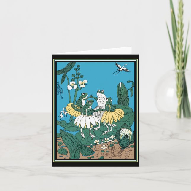 Frogs Dancing on a Lilypad Thank You Card (Front)
