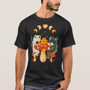 Frogs Drinking Tea Mushroom Celestial Nature T-Shirt