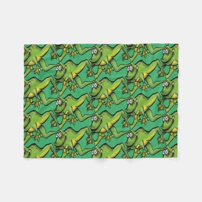 Frogs Fleece Blanket (Front (Horizontal))