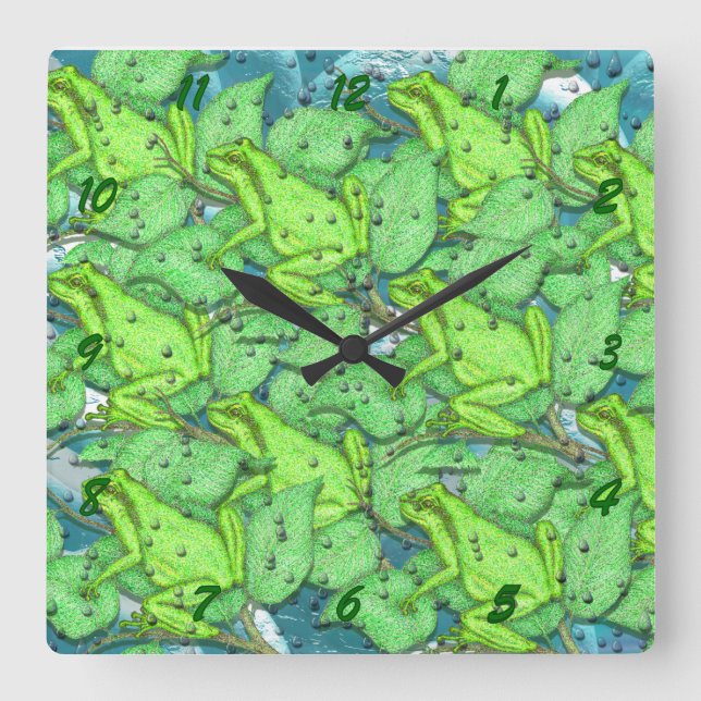 frogs, frogs, frogs square wall clock (Front)