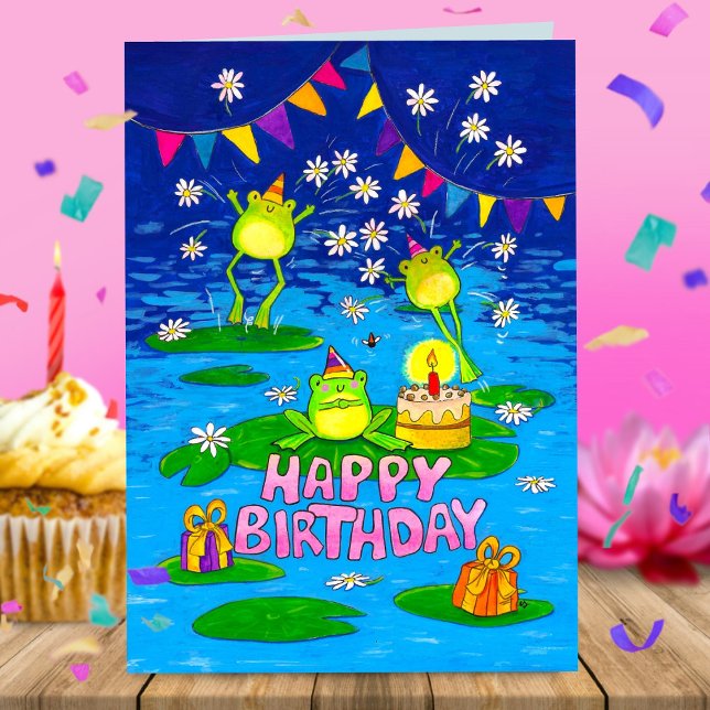 Frogs Happy Birthday greeting card (Creator Uploaded)