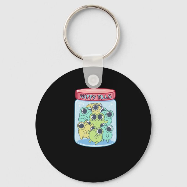Frogs Happy Pills Sticker  Key Ring (Front)