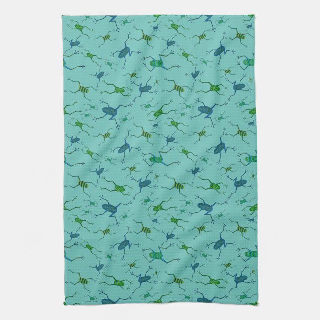 Frogs Having Fun  Tea Towel (Vertical)
